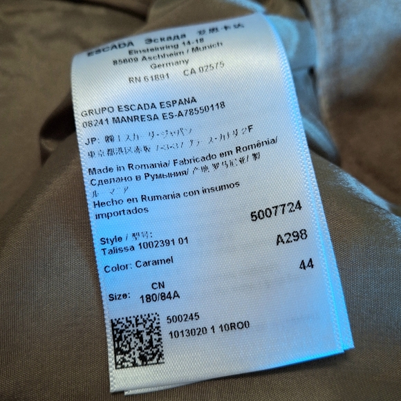 Escada Virgin & Angora Wool Wide-Leg Pants Caramel Romania Women Size 44 /US 14 - Picture 11 of 16
